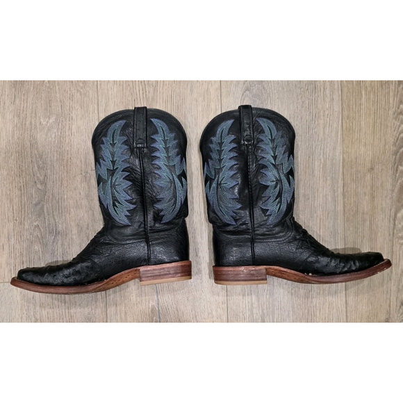 Lucchese 2000 Full Quill Ostrich Cowboy Boots Black Square Toe Men’s 9 D USA - Picture 5 of 10